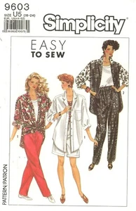 Simplicity 9603 Oversized Shirt & Tank Top, Shorts, Pants Sz 16-24 UNCUT Pattern - Picture 1 of 5