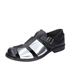 shoes women MOMA sandals black leather silver 40401G VINTAGE EX410