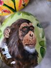 HAND PAINTED RESINED CHIMPANZEE  LARGE PEBBLE ROCK