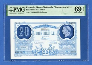 Romania 20 Lei - Doue Dieci Lei 2021 Polymer Commemorative Note p126a PMG 69 EPQ - Bild 1 von 16