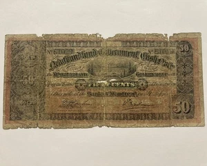 RARE 1912-13 NEWFOUNDLAND 50 FIFTY CENTS GOVERNMENT CASH NOTE BANKNOTE BILL - Bild 1 von 5