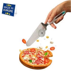 Stainless-Steel Pizza Cutter and Spatula, Wheel Slicer with Non-Slip Handle, 10. - Picture 1 of 7