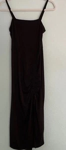 Hollister Black Midi Slip Dress S Ruched Side Slit Soft 90’s Y2K Whimsygoth - Picture 1 of 11