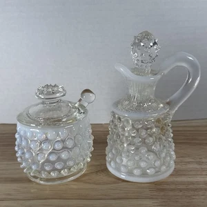 Fenton Hobnail Opalescente Crueta y Tarro de Condimentos Juego de 2 Vasos De Colección - Imagen 1 de 11