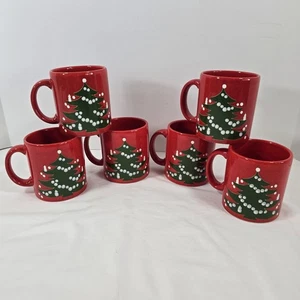(6) Waechtersbach Rot Weihnachtsbaum Kaffeebecher Tassen Vintage West Germany - Bild 1 von 6