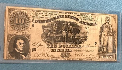 CSA 1861 TEN DOLLARS NOTE T-30 - Image 1 of 2