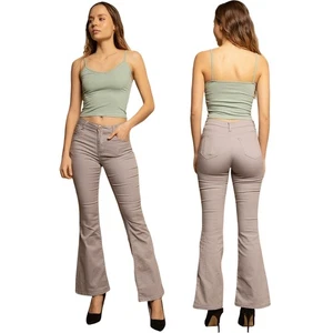 Pantalones bootcut para mujer pantalones de cadera pantalones de percusión vaqueros de cadera vaqueros acampanados grises  - Imagen 1 de 11