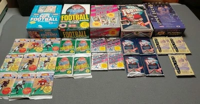 Lote de 24 paquetes de fútbol americano Fleer Upper Deck Score Pacific sellados 1990 1991 1993 Foto 1 de 4