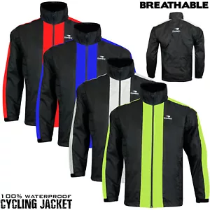 Mens Cycling Waterproof Jacket Breathable Rainproof High Hi Visibility Coat - Picture 1 of 3