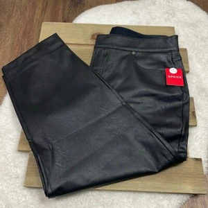 Pantalón corto SPANX NUEVO CON ETIQUETAS II delgado recto imitación cuero negro XL pequeño - Imagen 1 de 5