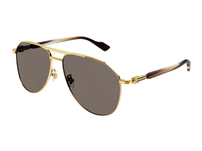 Gucci GG1220S-002 Men's Gold & Brown / Brown Lens Sunglasses - Image 1 of 4