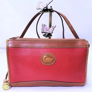 Vtg Dooney & Bourke RED Pebbled Leather Adjustable Strap Crossbody D&B Fob USA - Picture 1 of 15