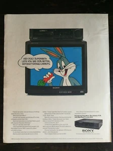 Vintage 1985 Sony Videorecorder & TV Bugs Hase ganzseitige Originalanzeige - 721 - Bild 1 von 1