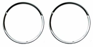 NEW 1967 - 1968 Ford Mustang Headlight Door Ring, Bezel Chrome Pair - Picture 1 of 8