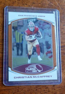 #/199 Christian Mccaffrey  2023 Panini Player of the Day Foil Orange Foil  (J) - Image 1 of 3