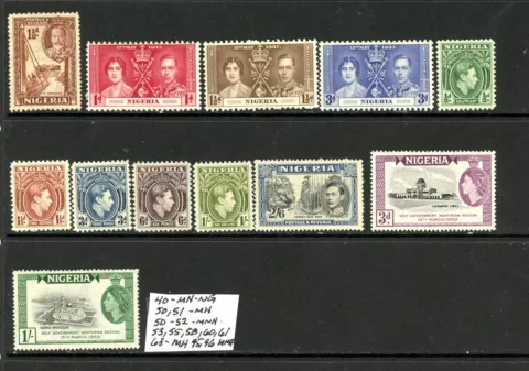 Nigeria Scott # 40-MH-NG,50,51-MH,50-52-MNH,53,55,58,60,61,63-MH,95,96-MNH Cover