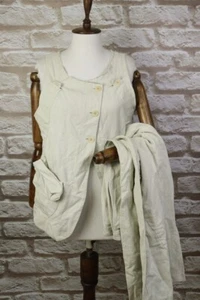RUNDHOLZ Beige Vest Double Breast Jillet Linen Pants Suits Size M - Picture 1 of 20