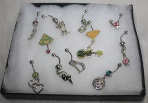 Lot Of 11 Surgical Steel Belly Rings 14 Gauge Various Designs Womens Jewelry New - Picture 1 of 4