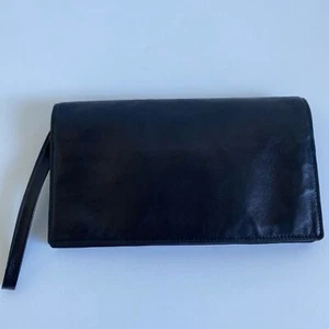 Dunhill made in France Leather Clutch Black with Goldtone snap on buttons - Picture 1 of 10