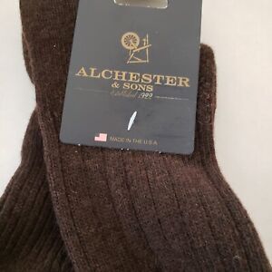 Alchester Giorgio Brown Cashmere Wool Blend Men's Luxury Dress Socks Size 10-13
