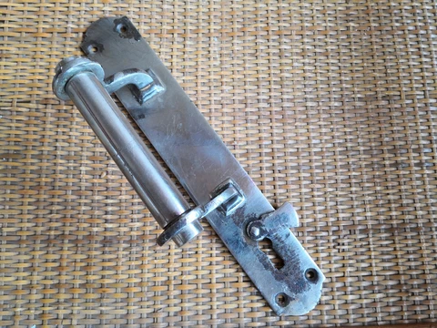 Vintage doorknob. Steel doorknob with keyhole. Door handle 60-70s Cover