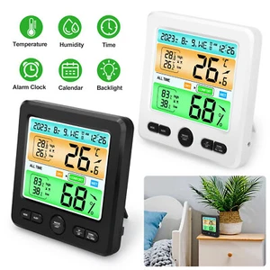 Digital LCD Indoor & Outdoor Weather Station Clock Calendar Thermometer Monitor - Picture 1 of 9