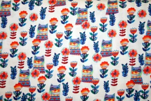 FLOWERFUL CATS FROM BENARTEX - 100% COTTON FABRIC - Picture 1 of 4