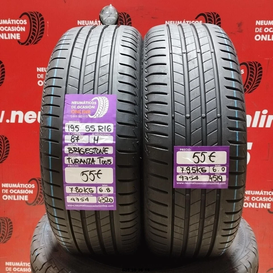 2x 195 55 16 87H BRIDGESTONE TURANZA T005 6./6.0mm REF:9754 - Imagen 1 de 1