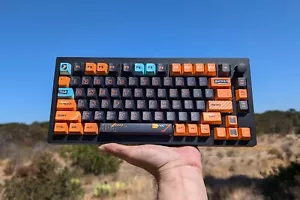 75% Muted Orange Wireless Custom Keyboard | Lubed Milky Yellow | Orange Keycaps - Picture 1 of 24