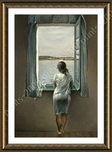 Frau am Fenster von Salvador Dali | Gerahmte Leinwand | Wandbild Gemälde Druck - Bild 1 von 12