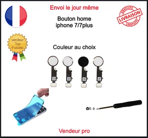 Bouton Home Iphone 7 8 Plus SE Blanc Noir Rose Gold Or Joint Tournevis Neuf - Photo 1 sur 16