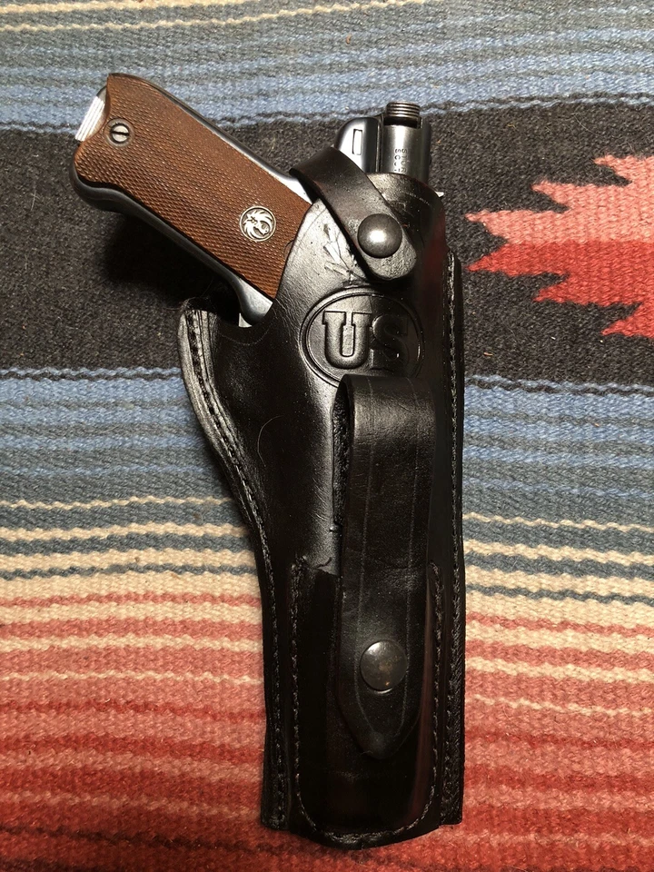 Ruger Mark I II III IV Black Leather Holster w Mag Pouch for 5.5 MK Standard US - Image 1 of 4