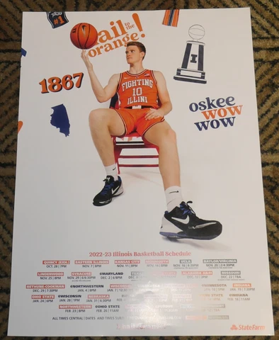 Illinois Fighting Illini 202-23 basketball poster #10 Luke Goode & State Farm Cover