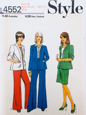 STYLE Vintage Sewing Pattern 4552 Misses Jacket Pants & Skirt Size 10, Bust 83cm - Image 1 of 2