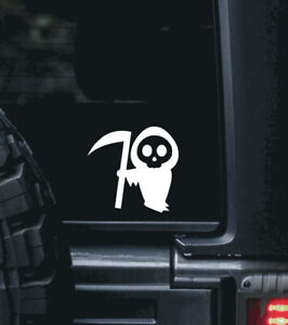 Cute Grim Reaper Vinyl Decal Sticker | bumper sticker, car window, spooky, goth