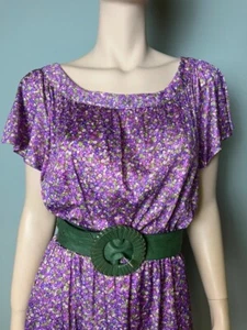 Vintage 1980s purple floral ditsy print summer dress. Size 10-12 - Picture 1 of 9