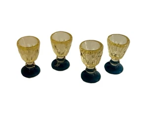 Dolls House Miniature 1/12th Scale 4x Yellow Tinted Glasses with Blue Stems - Picture 1 of 1