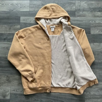 LL Bean Katahdin Iron Works Sudadera con Capucha Hombres GRANDE ALTA Dorada/Tostada Sherpa Forrada Cremallera Completa Foto 1 de 4