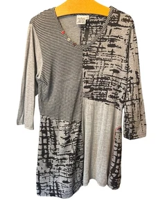 Camisa túnica perejil y salvia manga 3/4 mediana artística para mujer mezcla de algodón DIVERTIDA - Imagen 1 de 9