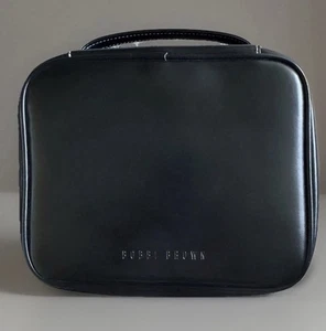 BOBBI BROWN Makeup Case 9”x7” Black Faux Leather LARGE 3 Part Zip Up Handle - Picture 1 of 19
