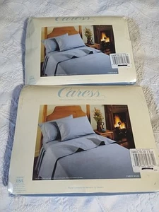 2 Caress blau Baumwolle/Poly Twin Spannbettlaken - Bild 1 von 3