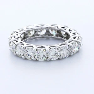 5 1/2ct tw G SI2 Round Cut Earth Mined Certified Diamonds 14K Gold Eternity Ring - Picture 1 of 4