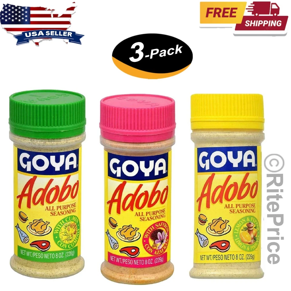 Goya Adobo All Purpose Seasoning With Saffron 8 Ozs Con Azafran
