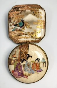 Japanese Satsuma-style enamel brooches, Kyoto/Yokohama, c. 1900 (pair) - Picture 1 of 12