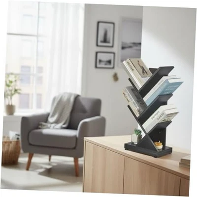  Estantería de pie de piso con árbol de 5 estantes para 5 niveles negra Foto 1 de 4