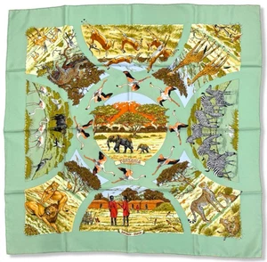 HERMES Scarf Carre 90 "Tanzanie" Tanzania Good Condition vintage No box - Picture 1 of 6