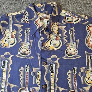 Reyn Spooner Are Of Eddy Y Electric Guitars Button Up Shirt Size Medium - Picture 1 of 8