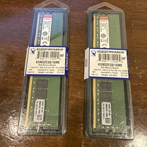 2 X Kingston Server Premier 16GB DDR4-3200 ECC Unbuffered KSM32ES8/16ME Memory - Picture 1 of 5