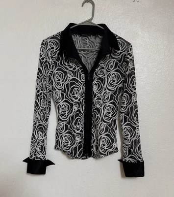 Blusa Samuel Dong Negra Blanca Malla Transparente Cremallera Talla M Foto 1 de 4