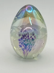 Vines 86 Irridescent Art Glass Paperweight, Artist Signed, 3.5" Tall - Picture 1 of 8